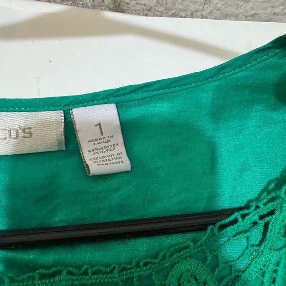 Chico's Embroidered 3/4Sleeves blouse Size 1 or Medium - Picture 8 of 8